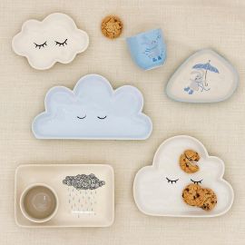 Keramik-Set mit Teller & Becher 'Rain Cloud'