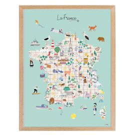 Poster mit Holzrahmen - La France (30x40)