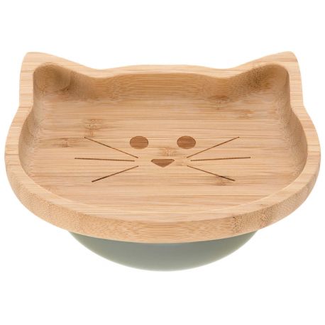 Snackteller aus Bambusholz mit Saugnapf - Little Chums Cat
