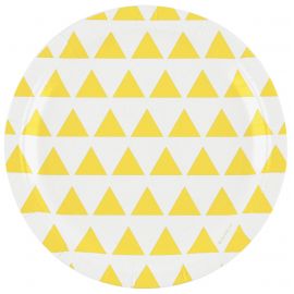 8 Papptellern - gelbe Dreiecke