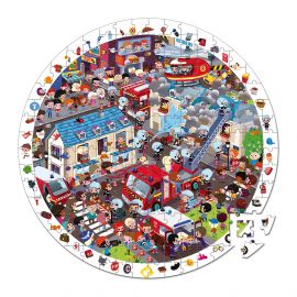 Puzzlekoffer Rundpuzzle Feuerwehr Mit Suchspiel 208 Teile
