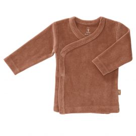 Baby-Shirt mit Überschlag aus Velours - Tawny brown