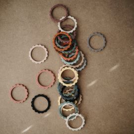 Beissring Set - 3er Pack - Flower bracelet - Steel + Dove gray + Stone