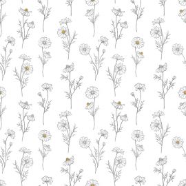 Tapete - Pattern chamomile flowers - White background