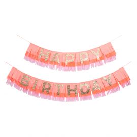 Girlande - Pink Happy Birthday Fringe