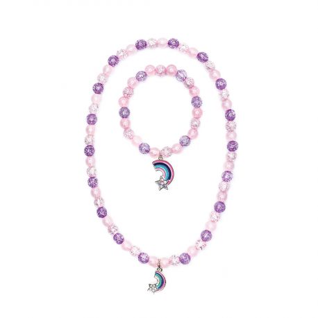 Purple Rainbow Halskette & Bracelet Set