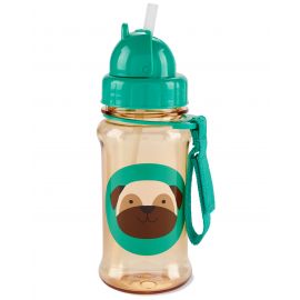 Zoo Trinkflasche mit Strohhalm - Mops