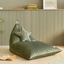 Essaouira Velvet Sitzsack - 115x77x77 cm - Olive Green