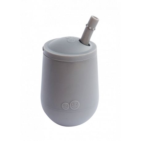Mini Cup Becher mit Deckel und Strohhalm - Gray