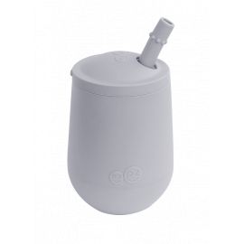 Mini Cup Becher mit Deckel und Strohhalm - Pewter