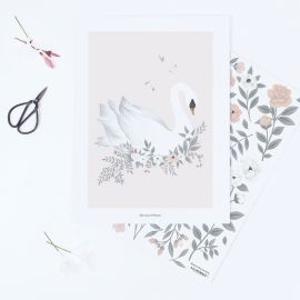 Wandposter - Swan - Pink Background