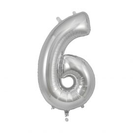 Folienballon Zahlen - silver 6