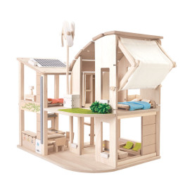 Plan Toys - Grünes Puppenhaus mit Zubehör