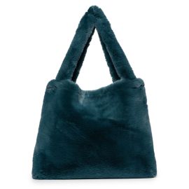 Mom-Bag - Petrol blue faux fur