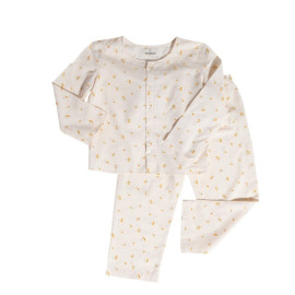 Pyjama mit runden Nackenblüten Safran - 2 Jahre