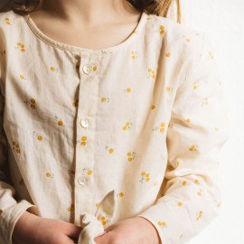 Pyjama mit runden Nackenblüten Safran - 6 Jahre