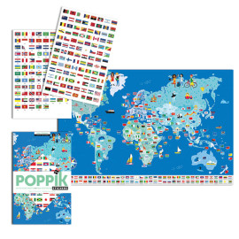Bildungsposter mit wiederpositionierbaren Stickern - Flaggen - Poppik.