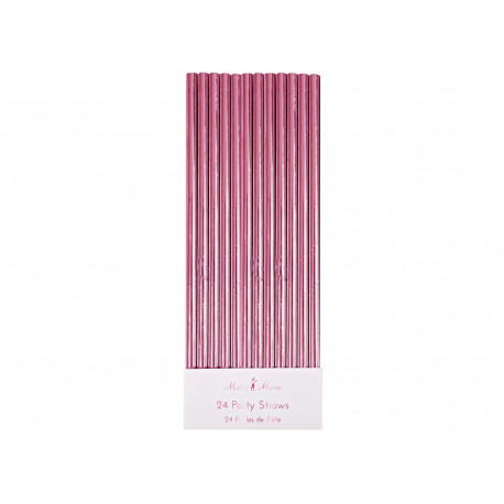 Set von 24 rosa metallic Trinkhalmen Set von 24 rosa metallic Trinkhalmen