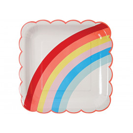 Set von 12 großen Regenbogentellern aus Papier