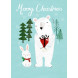 Postkarte - merry x-mas polar bear
