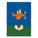 retroblauer Poster Miffy fliegt