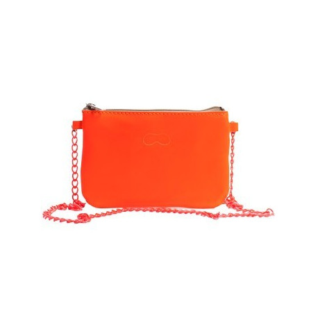 petit sac orange fluo en cuir avec bandoulière 94cm petit sac orange fluo en cuir avec bandoulière 94cm