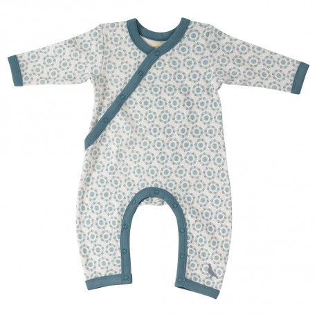 Strampler aus Bio-Baumwolle mit blaue Blume Strampler aus Bio-Baumwolle mit blaue Blume