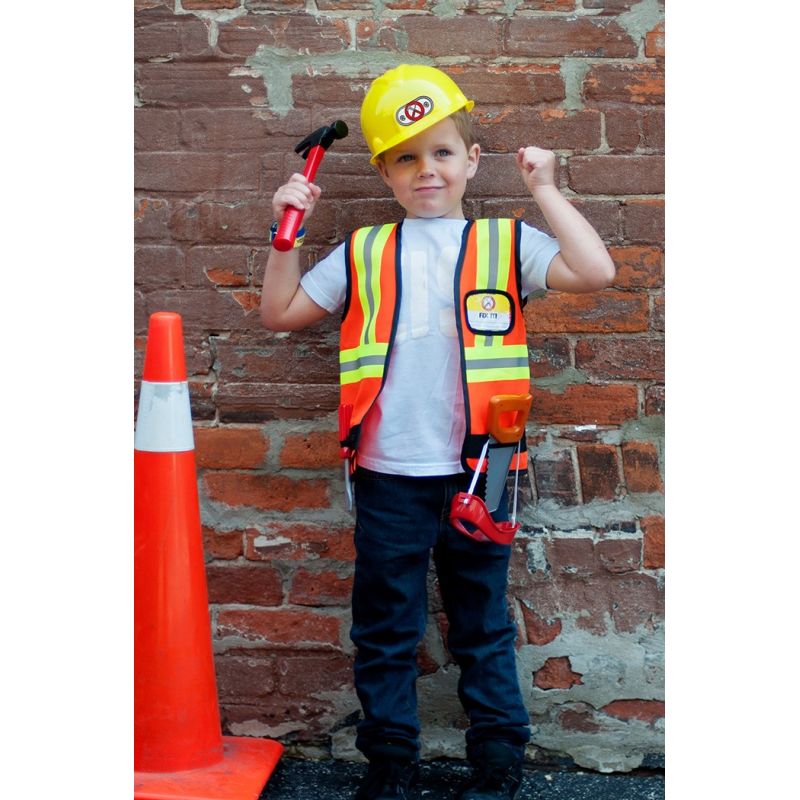 Great Pretenders - Bauarbeiter Kostüm mit Helm & Werkzeug - Das Kleine Zebra