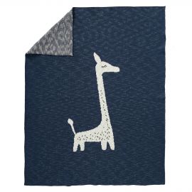 Gestrickte Decke Giraf indigo